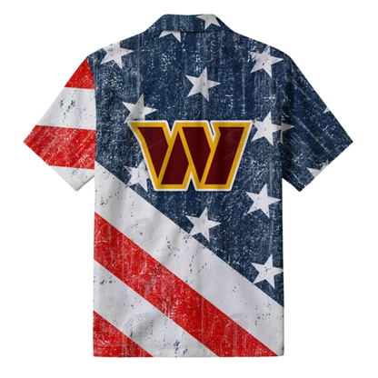 LIMITED EDITION - NEW CUSTOMIZED NFL12 WTC WASHINGTON COMMANDERS PATRIOTIC 250 USA HAWAIIAN SHIRT