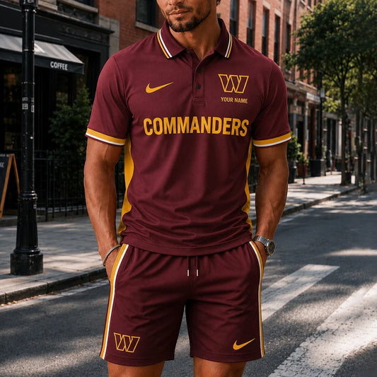 [SPECIAL OFFER] NEW CUSTOMIZED NFL12 WTC WASHINGTON COMMANDERS POLO SHIRT & SHORT PANTS