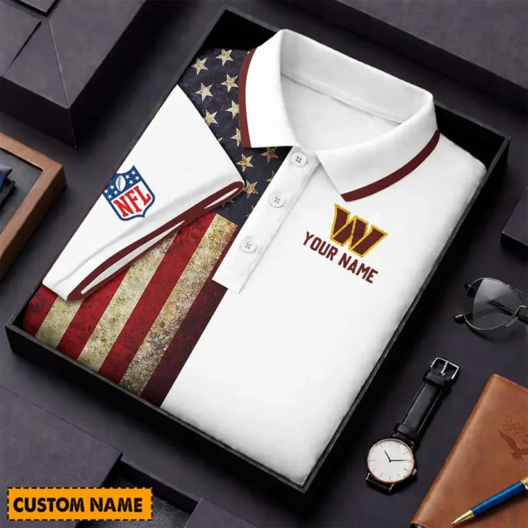 [SPECIAL OFFER] NEW CUSTOMIZED NFL12 WTC WASHINGTON COMMANDERS US FLAG POLO SHIRT