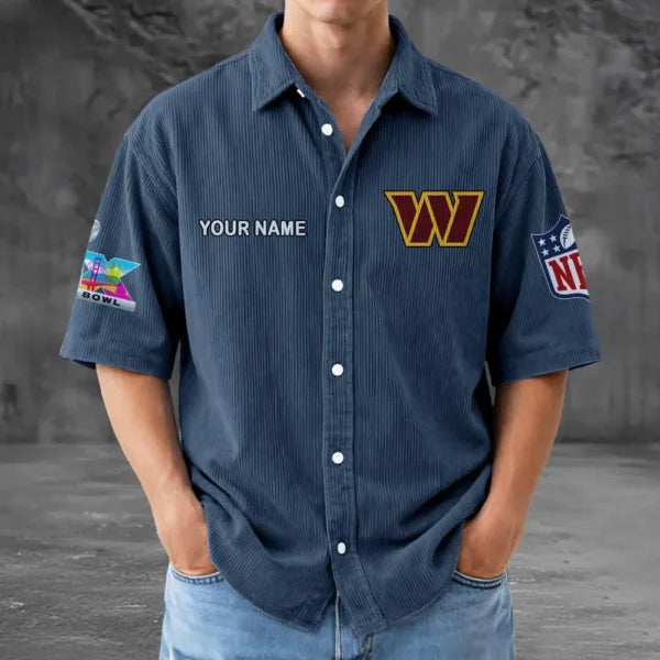 LIMITED EDITION - NEW CUSTOMIZED NFL12 WTC WASHINGTON COMMANDERS SEERSUCKER BUTTON SHIRT