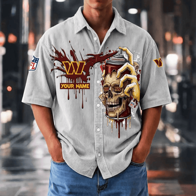 [SPECIAL OFFER] NEW CUSTOMIZED NFL12 WTC WASHINGTON COMMANDERS SEERSUCKER BUTTON SHIRT