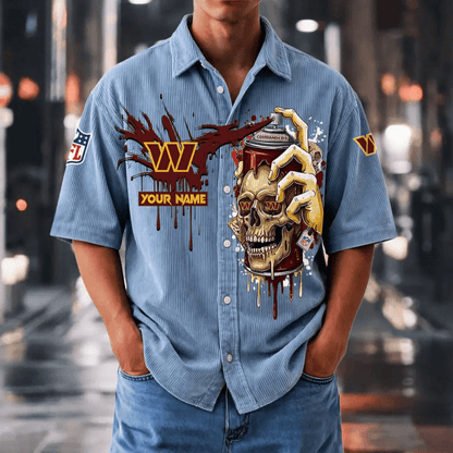[SPECIAL OFFER] NEW CUSTOMIZED NFL12 WTC WASHINGTON COMMANDERS SEERSUCKER BUTTON SHIRT