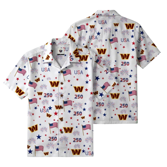 LIMITED EDITION - NEW CUSTOMIZED NFL12 WTC WASHINGTON COMMANDERS PATRIOTIC 250 USA HAWAIIAN SHIRT
