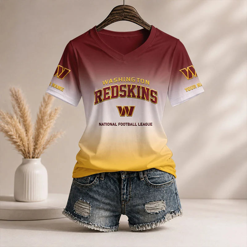 LIMITED EDITION - NEW CUSTOMIZED NFL12 WTC WS COMMANDERS V-NECK FEMALE SHIRT