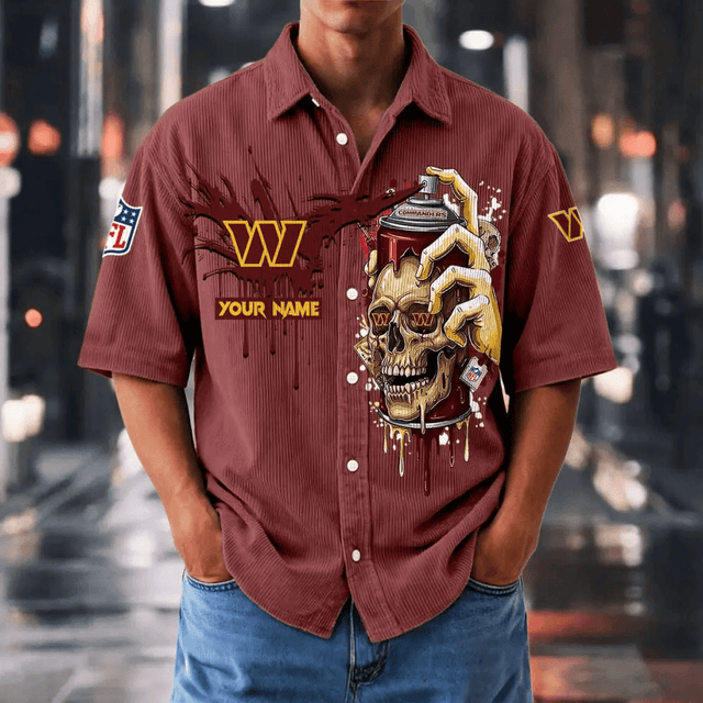 [SPECIAL OFFER] NEW CUSTOMIZED NFL12 WTC WASHINGTON COMMANDERS SEERSUCKER BUTTON SHIRT
