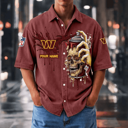 [SPECIAL OFFER] NEW CUSTOMIZED NFL12 WTC WASHINGTON COMMANDERS SEERSUCKER BUTTON SHIRT