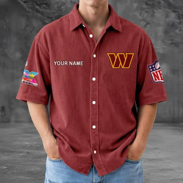 LIMITED EDITION - NEW CUSTOMIZED NFL12 WTC WASHINGTON COMMANDERS SEERSUCKER BUTTON SHIRT