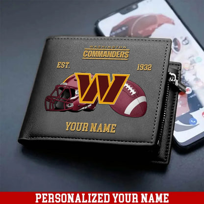 LIMITED EDITION - NEW CUSTOMIZED NFL12 WTC WASHINGTON COMMANDERS LEATHER WALLET
