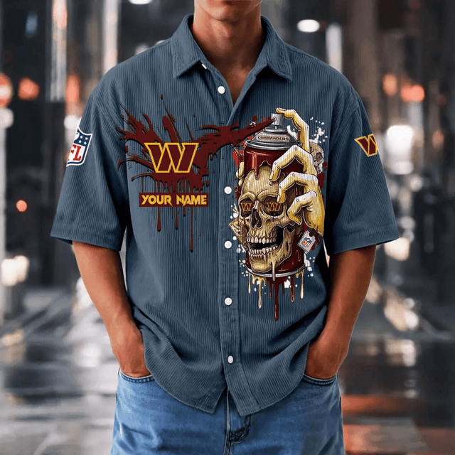 [SPECIAL OFFER] NEW CUSTOMIZED NFL12 WTC WASHINGTON COMMANDERS SEERSUCKER BUTTON SHIRT