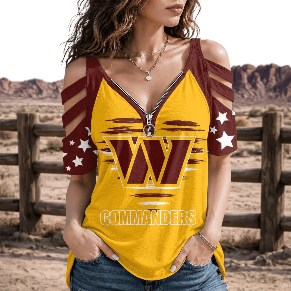 [SPECIAL OFFER] NEW CUSTOMIZED NFL12 WTC WASHINGTON COMMANDERS STRAPPY COLD-SHOULDER TOP