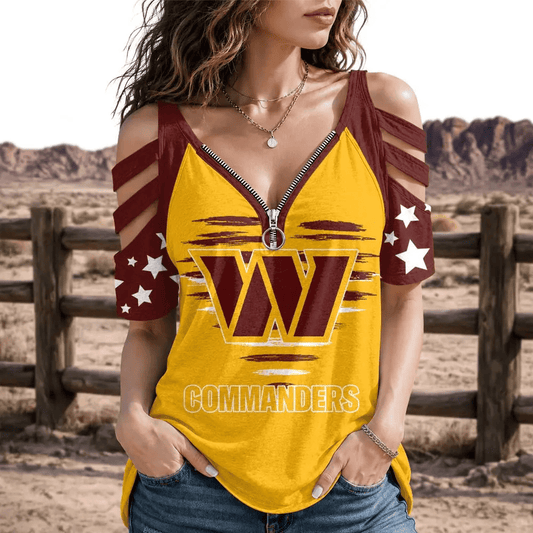 [SPECIAL OFFER] NEW CUSTOMIZED NFL12 WTC WASHINGTON COMMANDERS STRAPPY COLD-SHOULDER TOP