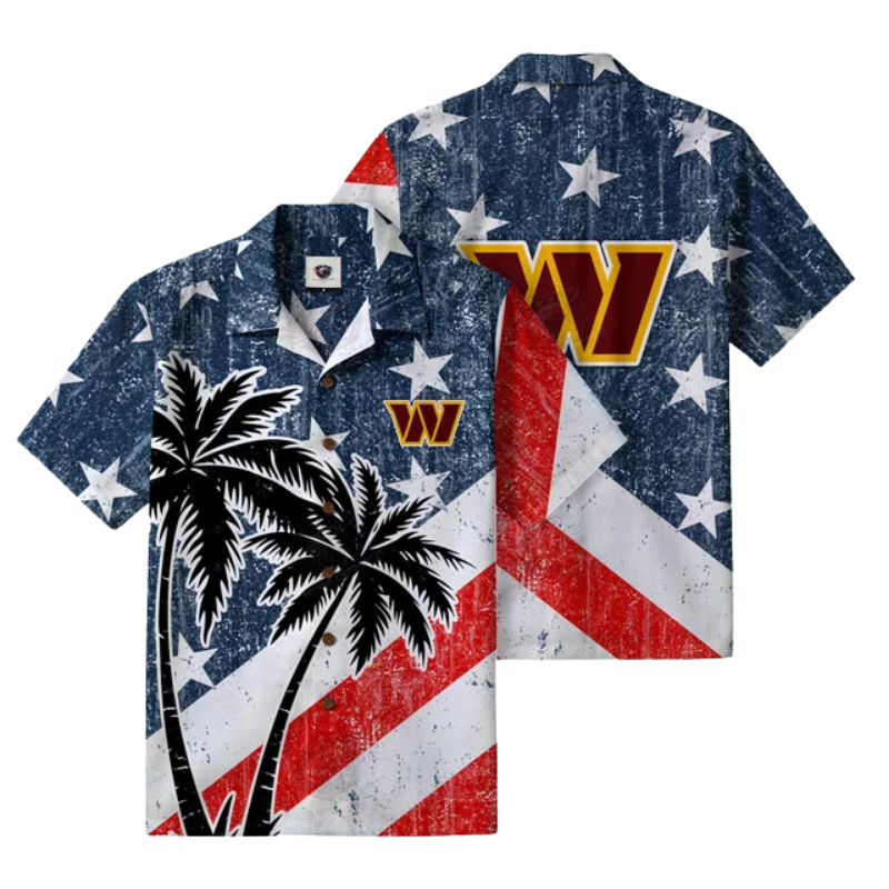 LIMITED EDITION - NEW CUSTOMIZED NFL12 WTC WASHINGTON COMMANDERS PATRIOTIC 250 USA HAWAIIAN SHIRT