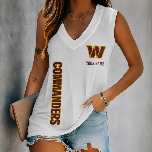 LIMITED EDITION - NEW CUSTOMIZED NFL12 WTC WASHINGTON COMMANDERS WOMEN'S V-NECK TANK TOP