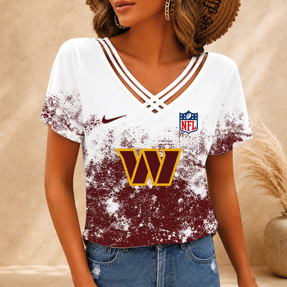 [SPECIAL OFFER] NEW CUSTOMIZED NFL12 WTC WASHINGTON COMMANDERS V-NECK SHIRT