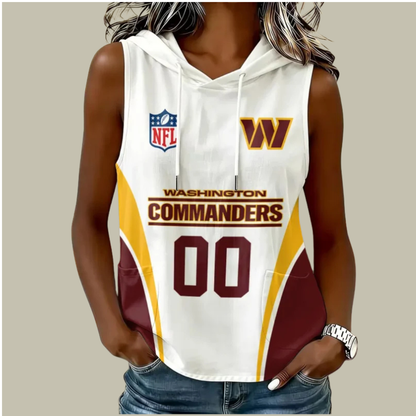 [SPECIAL OFFER] NEW CUSTOMIZED NFL12 WTC WASHINGTON COMMANDERS WOMEN'S SLEEVELESS HOODED POCKET TANK TOP