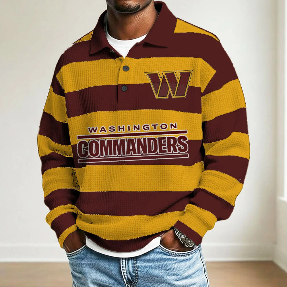 LIMITED EDITION - NEW CUSTOMIZED NFL12 WS COMMANDERS MEN LONG SLEEVE POLO SHIRT