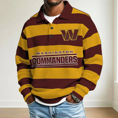 LIMITED EDITION - NEW CUSTOMIZED NFL12 WS COMMANDERS MEN LONG SLEEVE POLO SHIRT