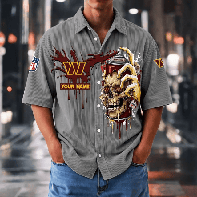 [SPECIAL OFFER] NEW CUSTOMIZED NFL12 WTC WASHINGTON COMMANDERS SEERSUCKER BUTTON SHIRT