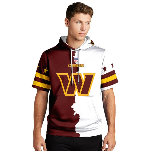 LIMITED EDITION - NEW CUSTOMIZED NFL12 WTC WASHINGTON COMMANDERS SHORT SLEEVE HOODIE T-SHIRT