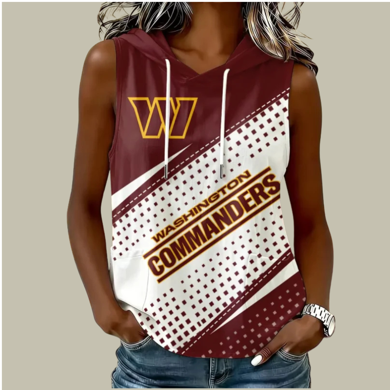 [SPECIAL OFFER] NEW CUSTOMIZED NFL12 WTC WASHINGTON COMMANDERS WOMEN'S SLEEVELESS HOODED POCKET TANK TOP