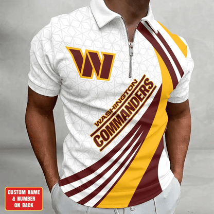 [SPECIAL OFFER] NEW CUSTOMIZED NFL12 WTC WASHINGTON COMMANDERS ZIP POLO SHIRT