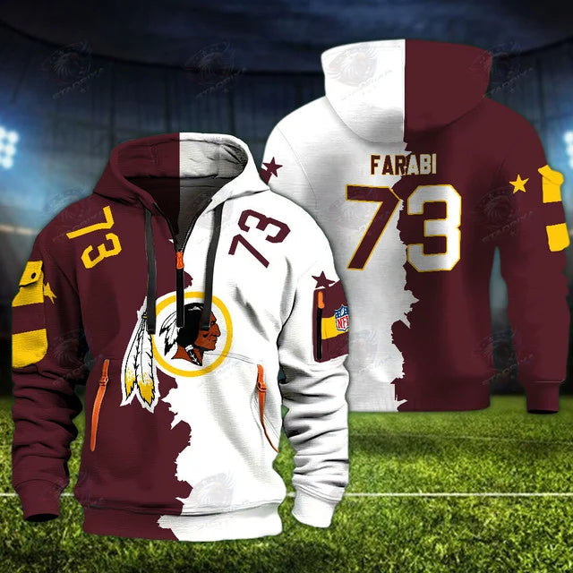 [SPECIAL OFFER] NEW CUSTOMIZED NFL12 WTC WASHINGTON COMMANDERS QUARTER ZIP HOODIE