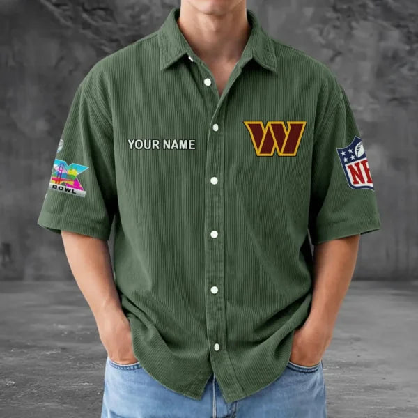 LIMITED EDITION - NEW CUSTOMIZED NFL12 WTC WASHINGTON COMMANDERS SEERSUCKER BUTTON SHIRT