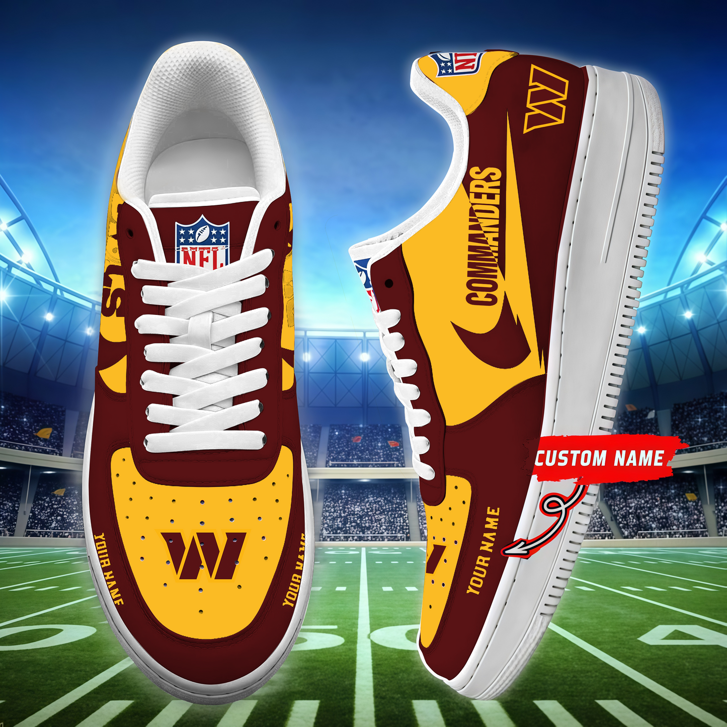 [SPECIAL OFFER] NEW CUSTOMIZED NFL12 WTC WASHINGTON COMMANDERS AF1 SNEAKERS