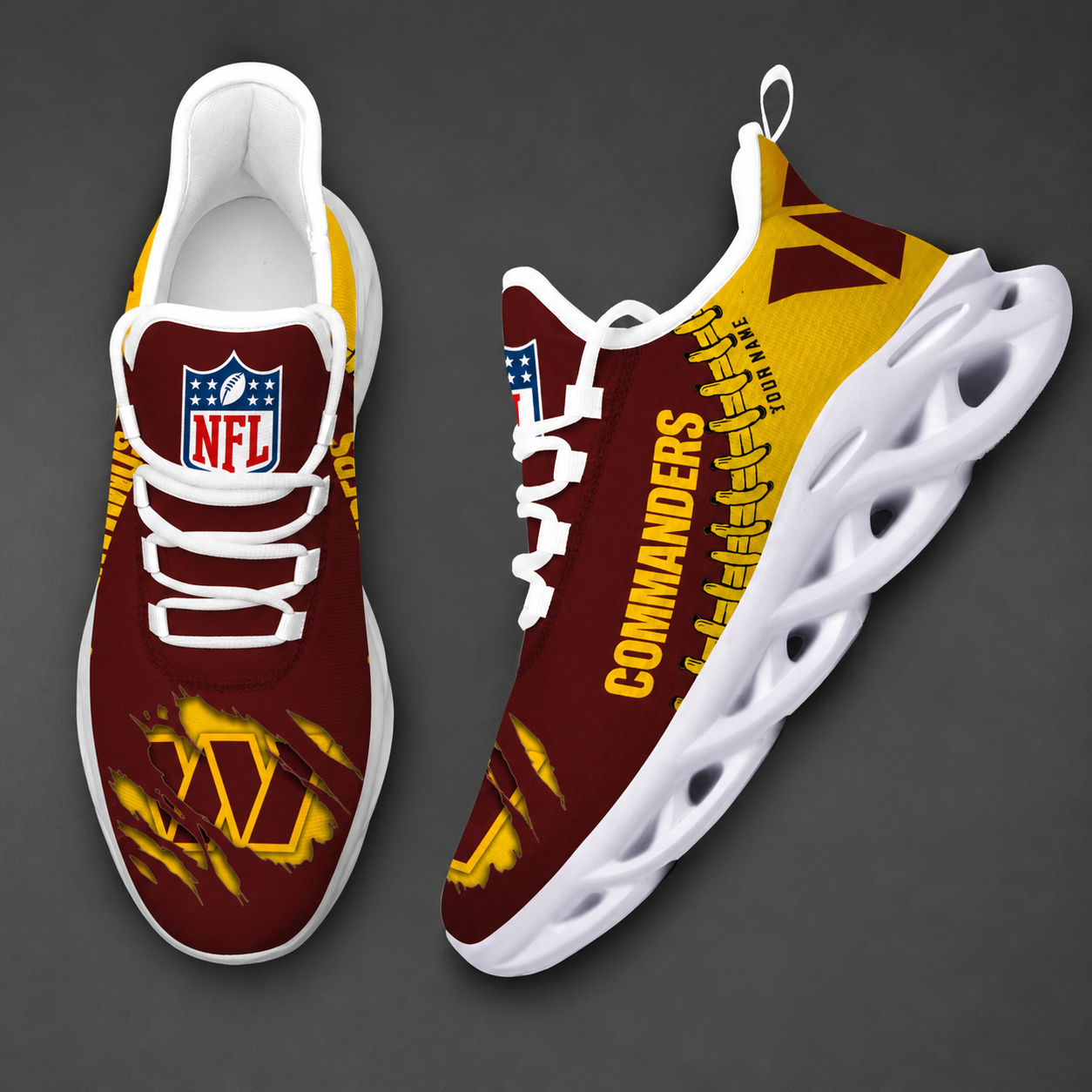 LIMITED EDITION - NEW CUSTOMIZED NFL12 WTC WASHINGTON COMMANDERS UNISEX MAX SOUL SHOES