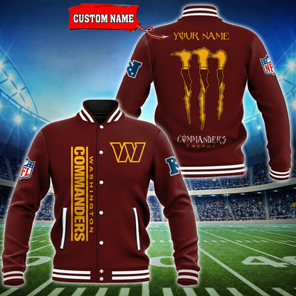 LIMITED EDITION - NEW CUSTOMIZED NFL12 WTC WASHINGTON COMMANDERS SATIN VARSITY & BASEBALL JACKET