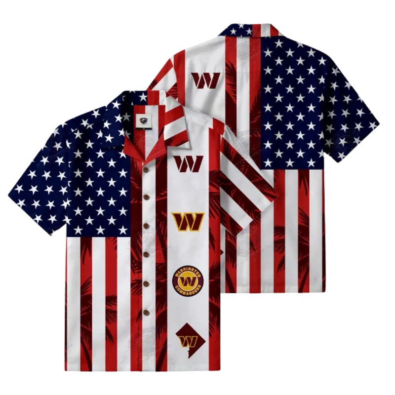LIMITED EDITION - NEW CUSTOMIZED NFL12 WTC WASHINGTON COMMANDERS PATRIOTIC 250 USA HAWAIIAN SHIRT