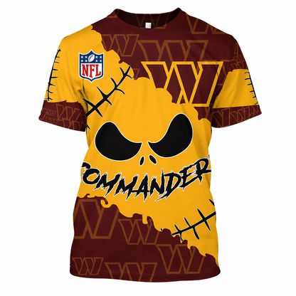 LIMITED EDITION - NEW CUSTOMIZED NFL12 WTC WASHINGTON COMMANDERS HALLOWEEN SKULL APPAREL FOR FANS