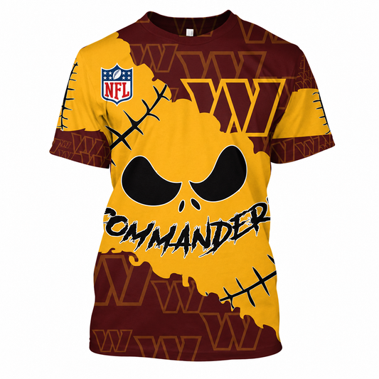LIMITED EDITION - NEW CUSTOMIZED NFL12 WTC WASHINGTON COMMANDERS HALLOWEEN SKULL APPAREL FOR FANS