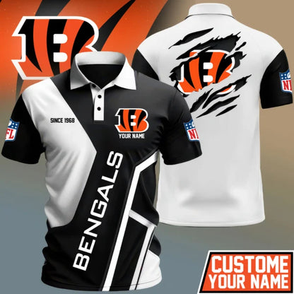 LIMITED EDITION - NEW CUSTOMIZED NFL16 CCB CINCINNATI BENGALS POLO SHIRT