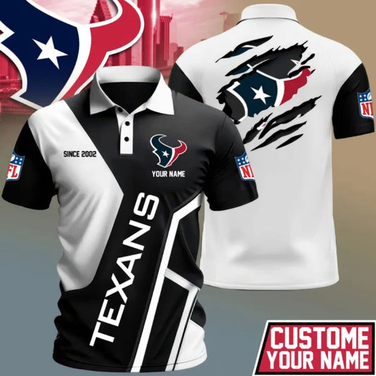 LIMITED EDITION - NEW CUSTOMIZED NFL15 HTT HOUSTON TEXANS POLO SHIRT