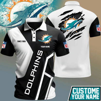 LIMITED EDITION - NEW CUSTOMIZED NFL19 MDP MIAMI DOLPHINS POLO SHIRT