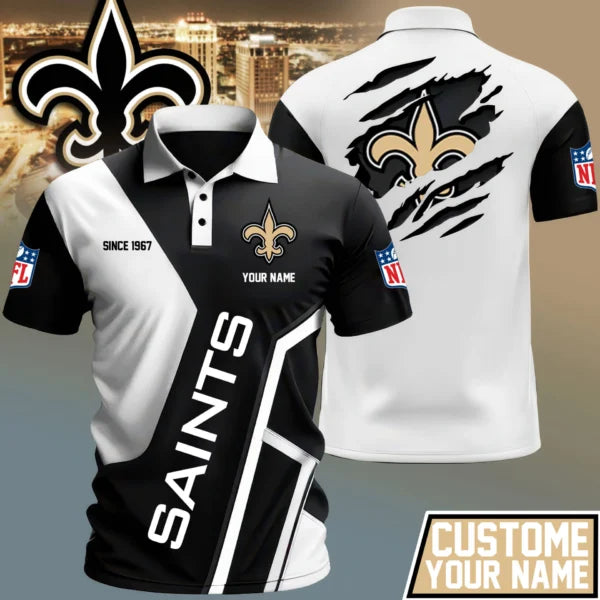 LIMITED EDITION - NEW CUSTOMIZED NFL24 NOS NEW ORLEANS SAINTS POLO SHIRT