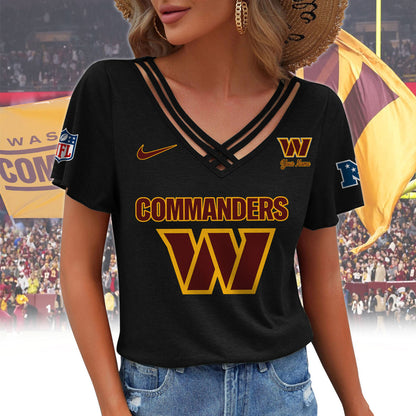 [SPECIAL OFFER] NEW CUSTOMIZED NFL12 WTC WASHINGTON COMMANDERS V-NECK SHIRT