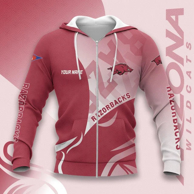 MEGA SALE - NEW CUSTOMIZED NCAA FBS12 AKR ARKANSAS RAZORBACKS HOODIE, T-SHIRTS, ZIP HOODIE, SWEATSHIRTS & POLO SHIRT