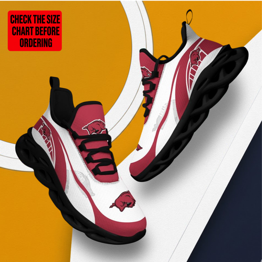 LIMITED EDITION - NEW CUSTOMIZED NCAA FBS12 AKR ARKANSAS RAZORBACKS CLUNKY SNEAKERS
