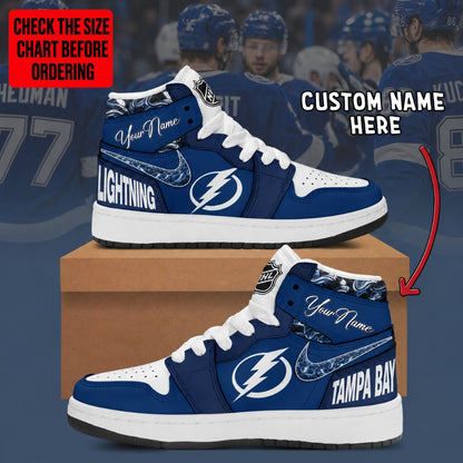 LIMITED EDITION - NEW CUSTOMIZED NHL12 TPL TAMPA BAY LIGHTNING AIR JORDAN SNEAKERS