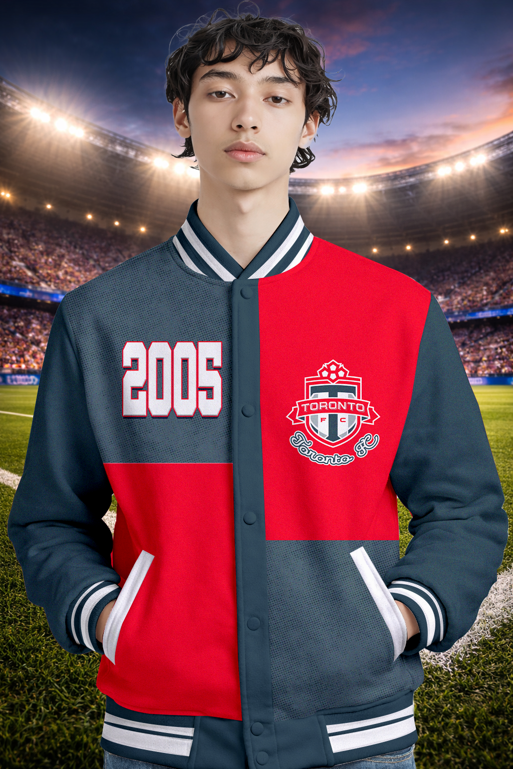 LIMITED EDITION - NEW CUSTOMIZED MLS12 TRT TORONTO FC SATIN VARSITY & BASEBALL JACKET