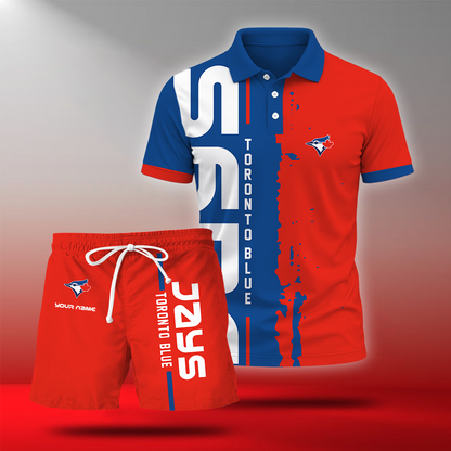 LIMITED EDITION - NEW CUSTOMIZED MLB12 TBJ TORONTO BLUE JAYS POLO & SHORT PANTS SET