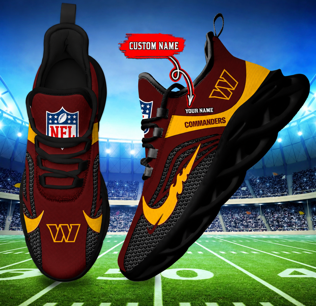 [SPECIAL OFFER] NEW CUSTOMIZED NFL12 WTC WASHINGTON COMMANDERS UNISEX CLUNKY SNEAKERS