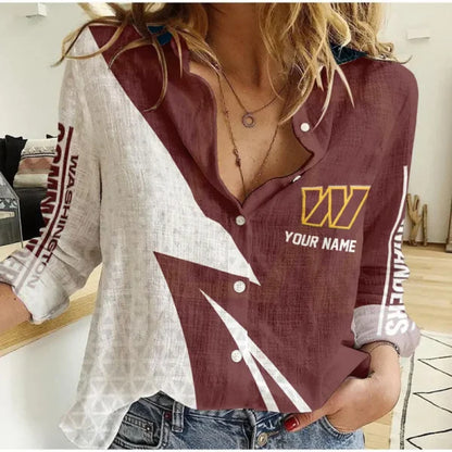 [SPECIAL OFFER] NEW CUSTOMIZED NFL12 WTC WASHINGTON COMMANDERS WOMEN CASUAL SHIRT