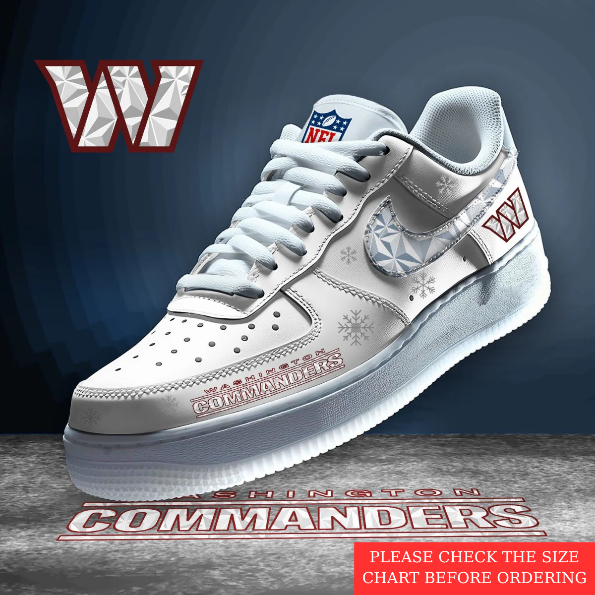 LIMITED EDITION - NEW CUSTOMIZED NFL12 WTC WASHINGTON COMMANDERS AF1 SHOES