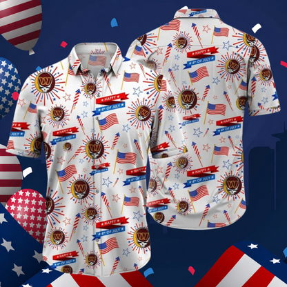 LIMITED EDITION - NEW CUSTOMIZED NFL12 WTC WASHINGTON COMMANDERS PATRIOTIC 250 USA HAWAIIAN SHIRT
