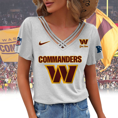 [SPECIAL OFFER] NEW CUSTOMIZED NFL12 WTC WASHINGTON COMMANDERS V-NECK SHIRT