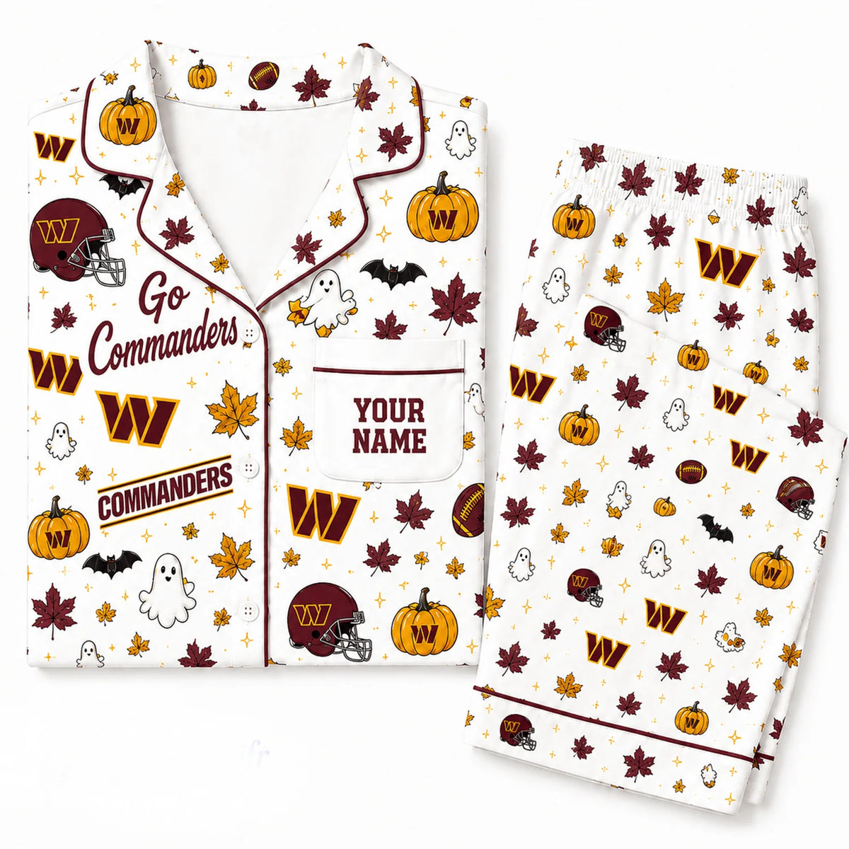 [SPECIAL OFFER] NEW CUSTOMIZED NFL12 WTC WASHINGTON COMMANDERS HALLOWEEN LONG PAJAMAS SET
