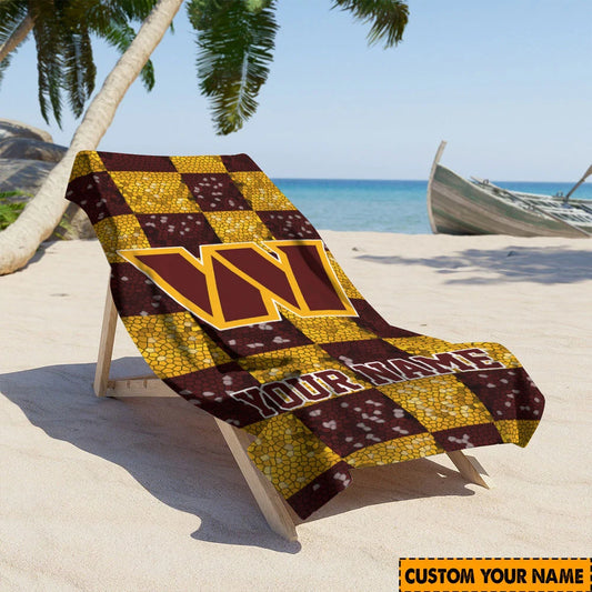 LIMITED EDITION - NEW CUSTOMIZED NFL12 WTC WASHINGTON COMMANDERS BEACH TOWEL